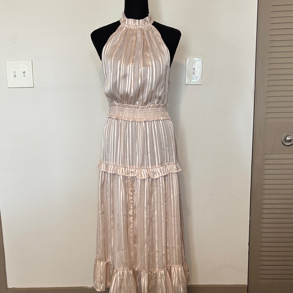 Express Cream Halter Maxi Dress